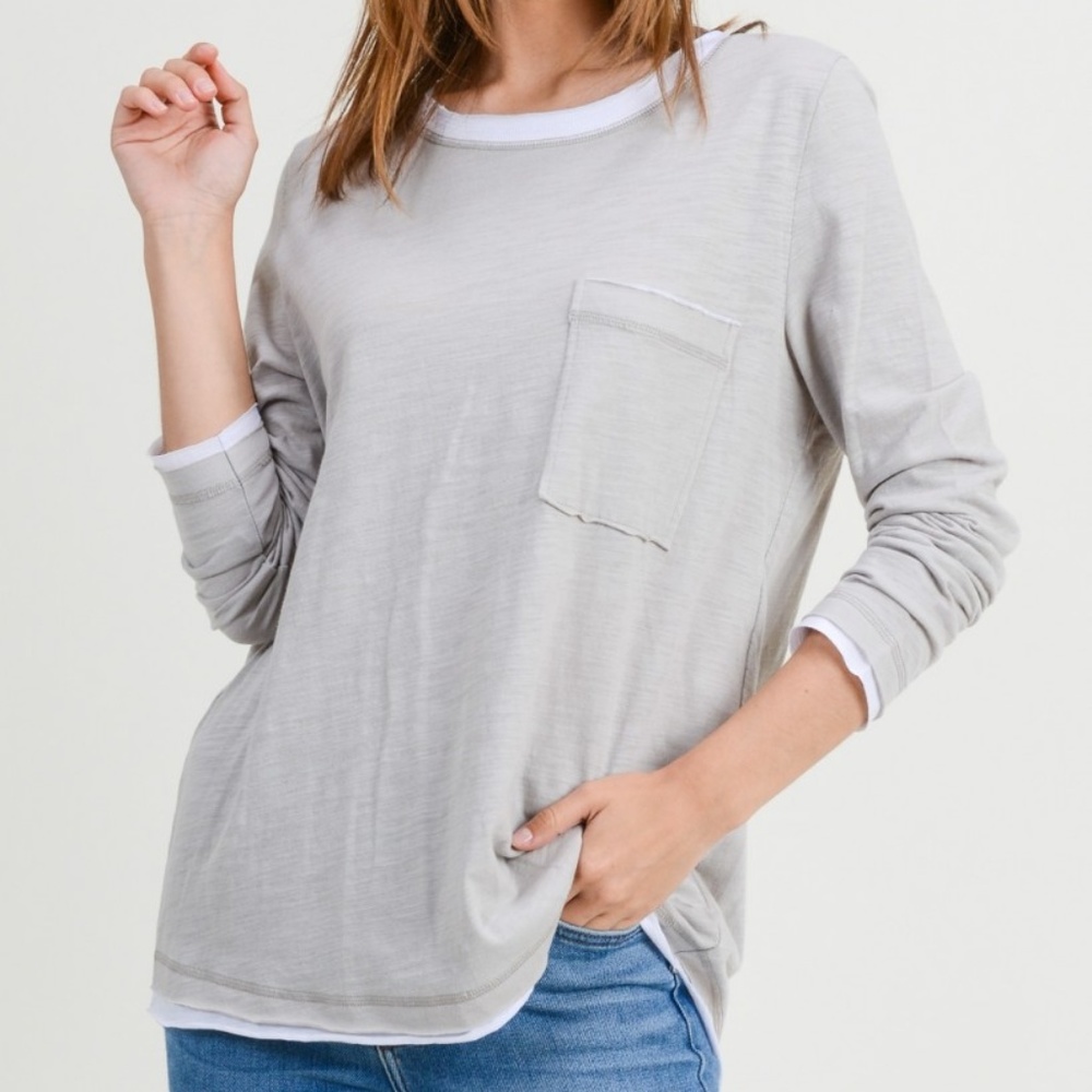Grey & White Casual top